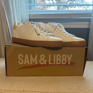 Sam & Libby White Sneakers with Tan Soles